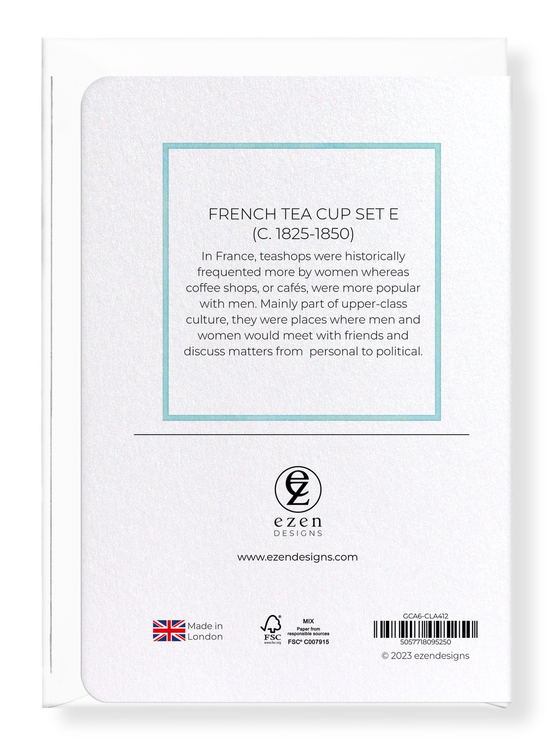 Ezen Designs - French Tea Cup Set E (c. 1825-1850) - Greeting Card - Back