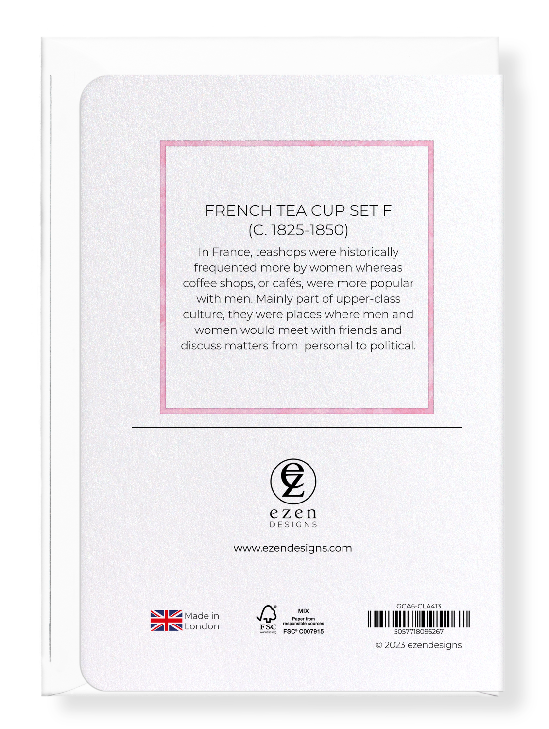 Ezen Designs - French Tea Cup Set F (c. 1825-1850) - Greeting Card - Back