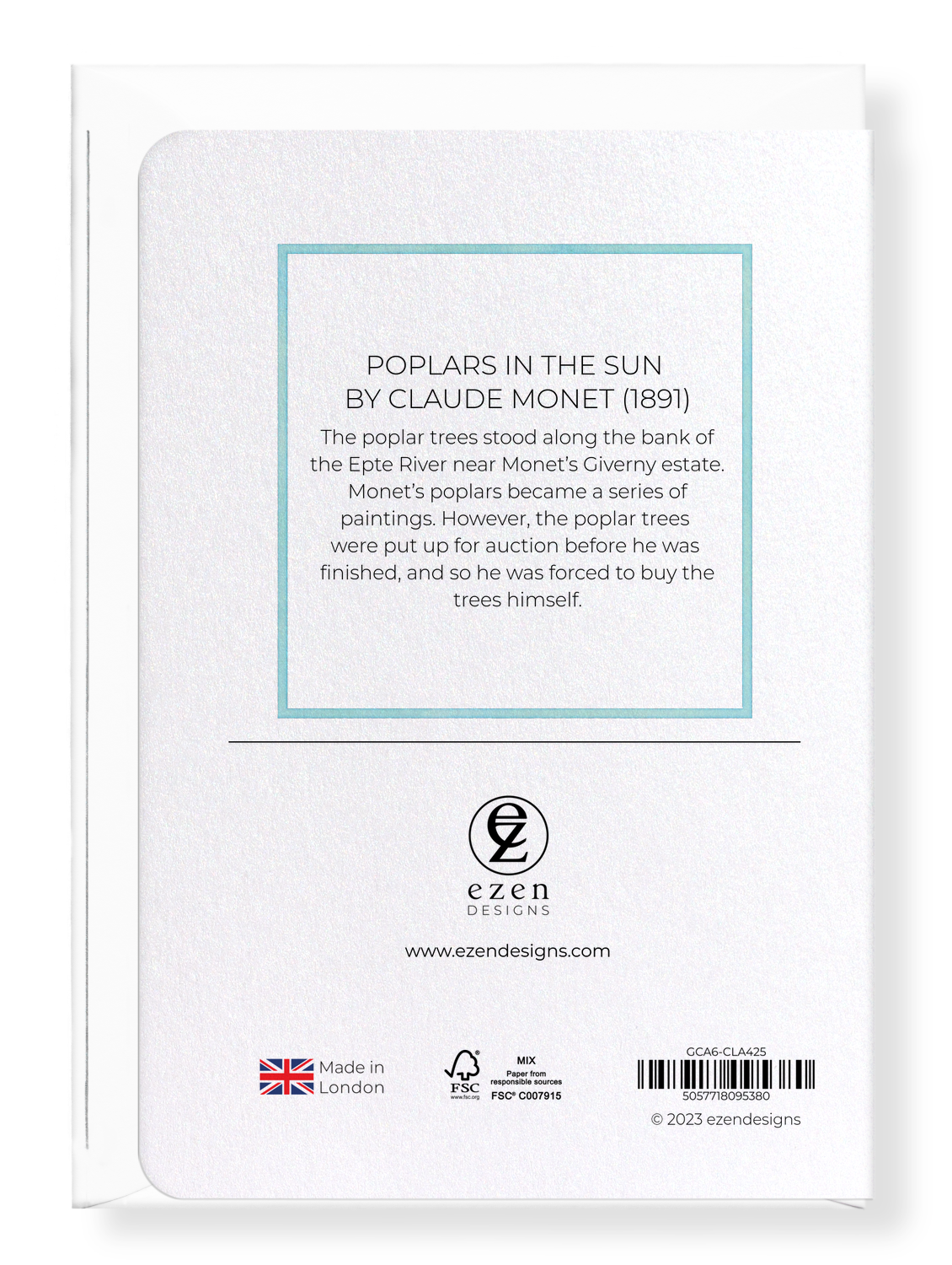 Ezen Designs - Poplars in the Sun (1891) - Greeting Card - Back