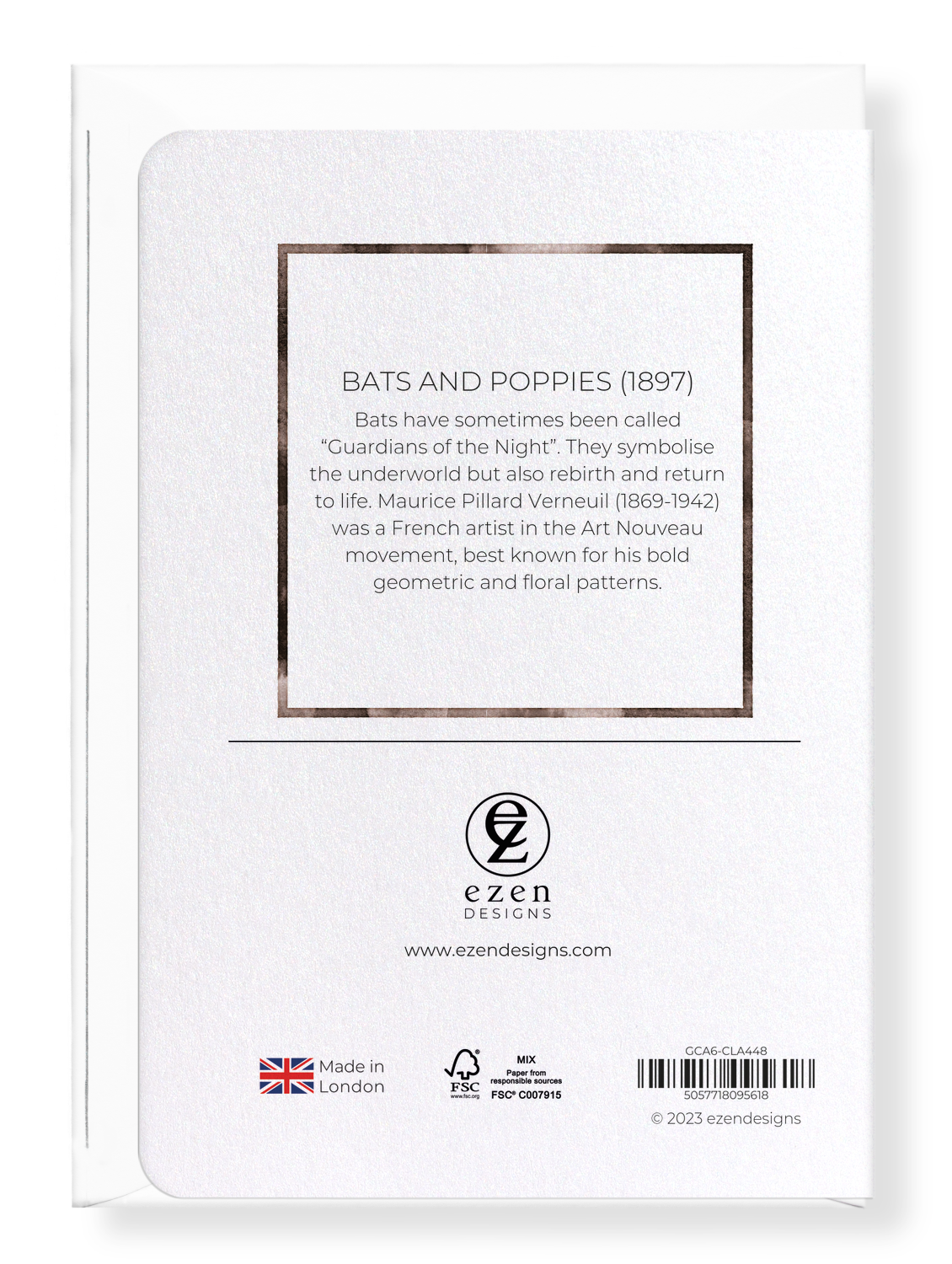 Ezen Designs - Bats and Poppies (1897) - Greeting Card - Back