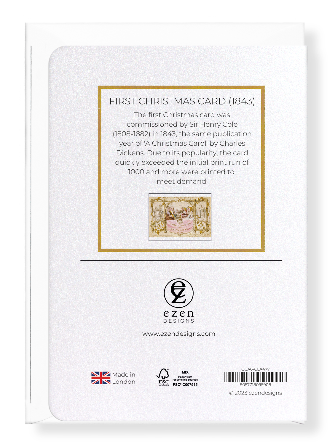 Ezen Designs - First Christmas Card (1843) - Greeting Card - Back