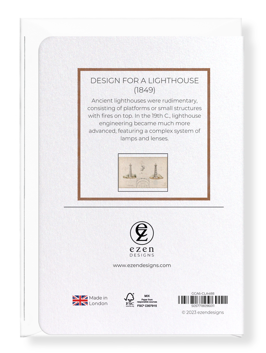 Ezen Designs - Design for a Lighthouse (1849) - Greeting Card - Back