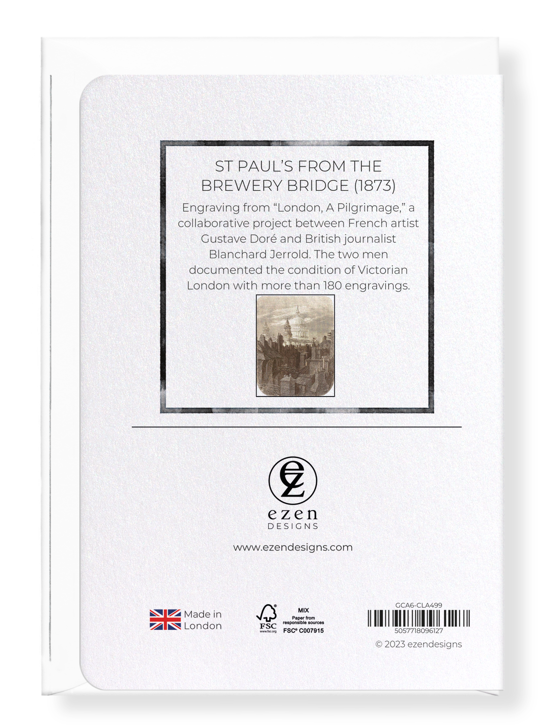 Ezen Designs - St Paul’s from the Brewery Bridge (1873) - Greeting Card - Back