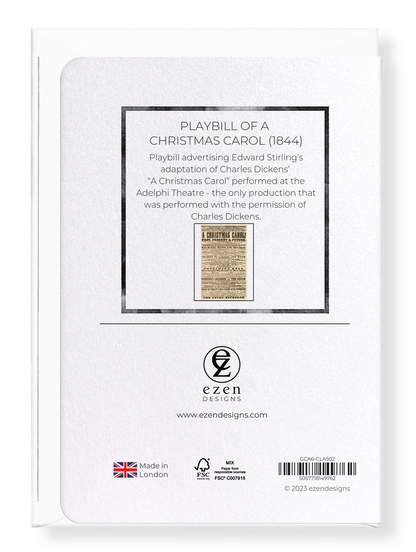 Ezen Designs - Playbill of A Christmas Carol (1844) - Greeting Card - Back