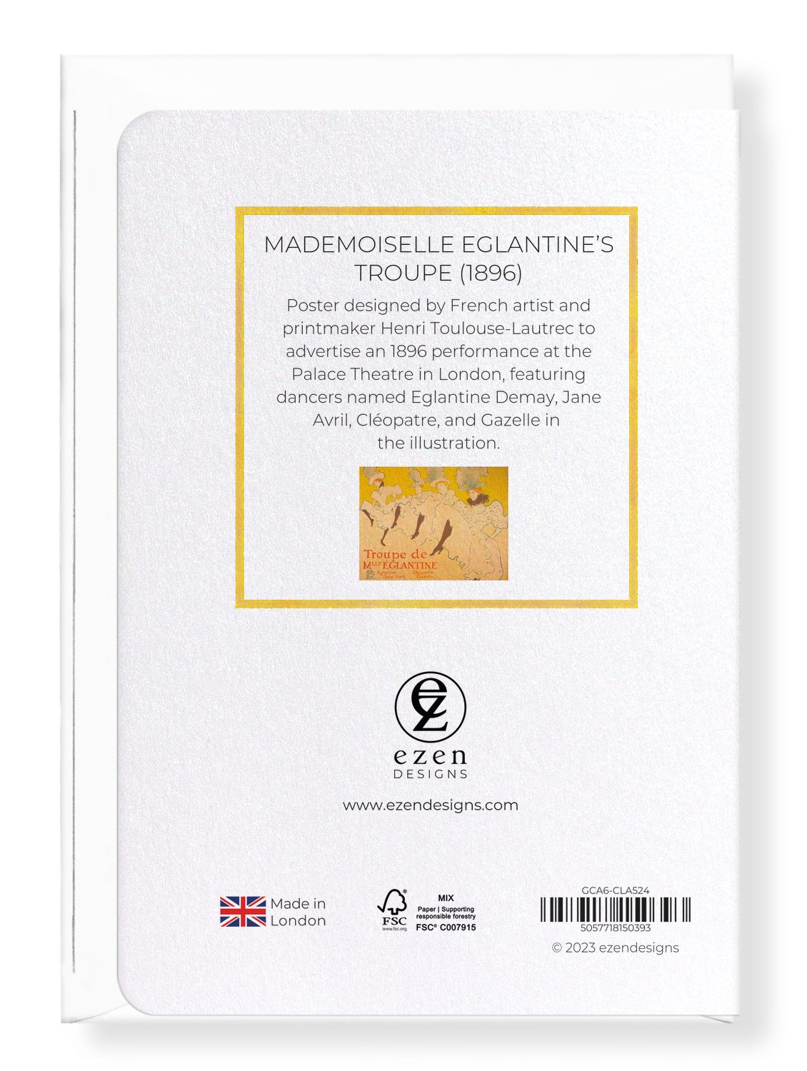 Ezen Designs - Mademoiselle Eglantine’s Troupe (1896) - Greeting Card - Back