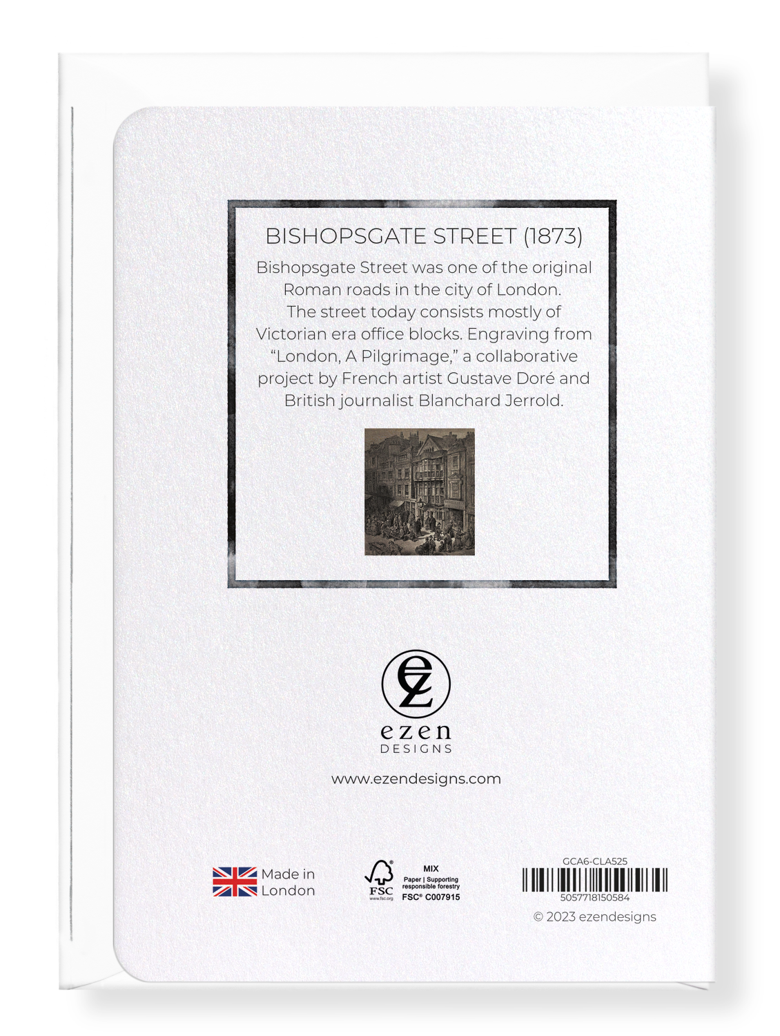 Ezen Designs - Bishopsgate Street (1873) - Greeting Card - Back