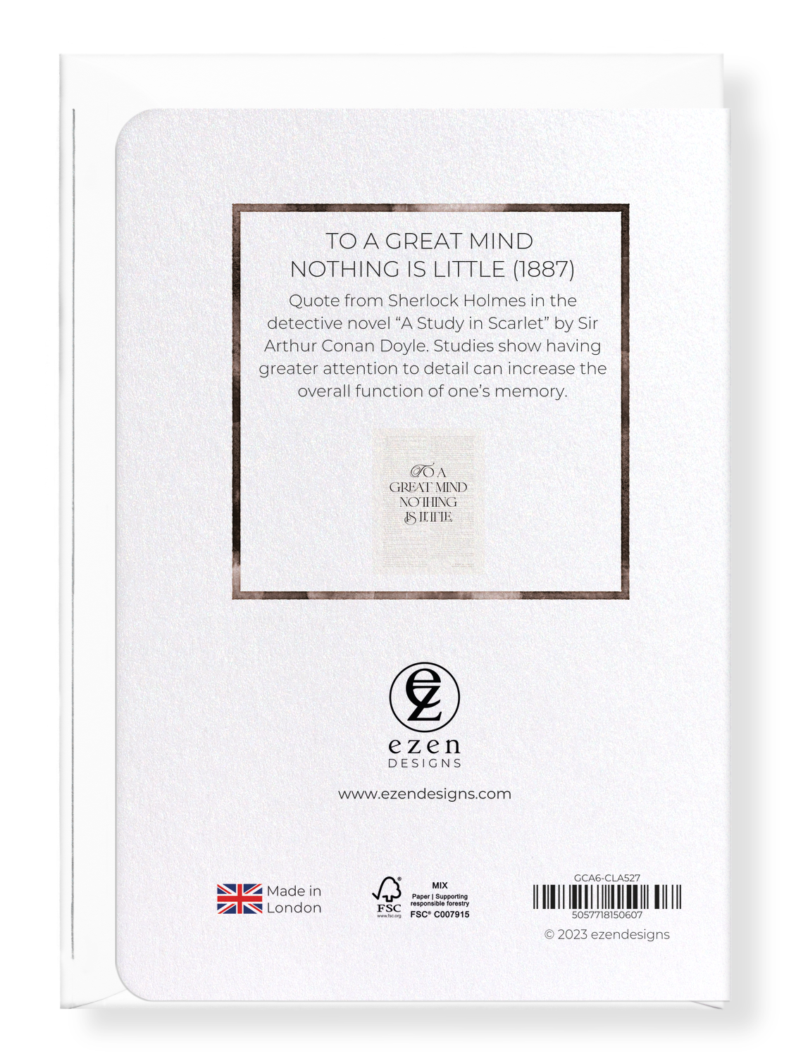 Ezen Designs - To a Great Mind Nothing is Little (1887) - Greeting Card - Back