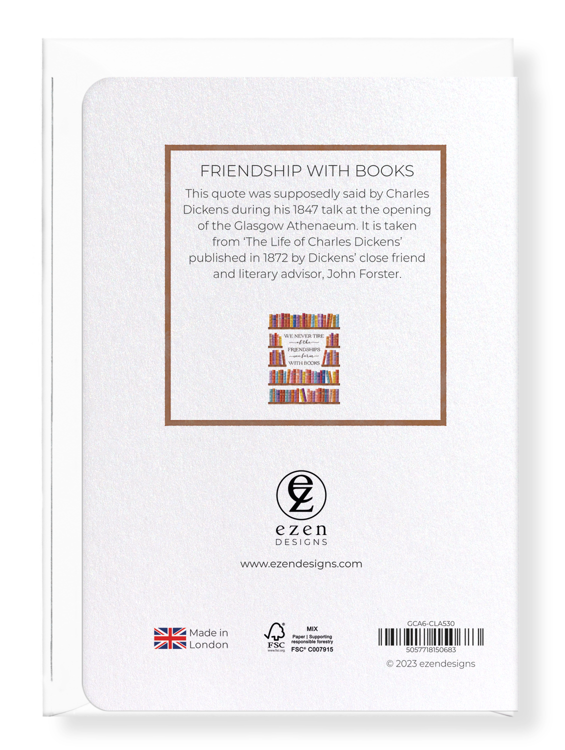 Ezen Designs - Friendship With Books - Greeting Card - Back