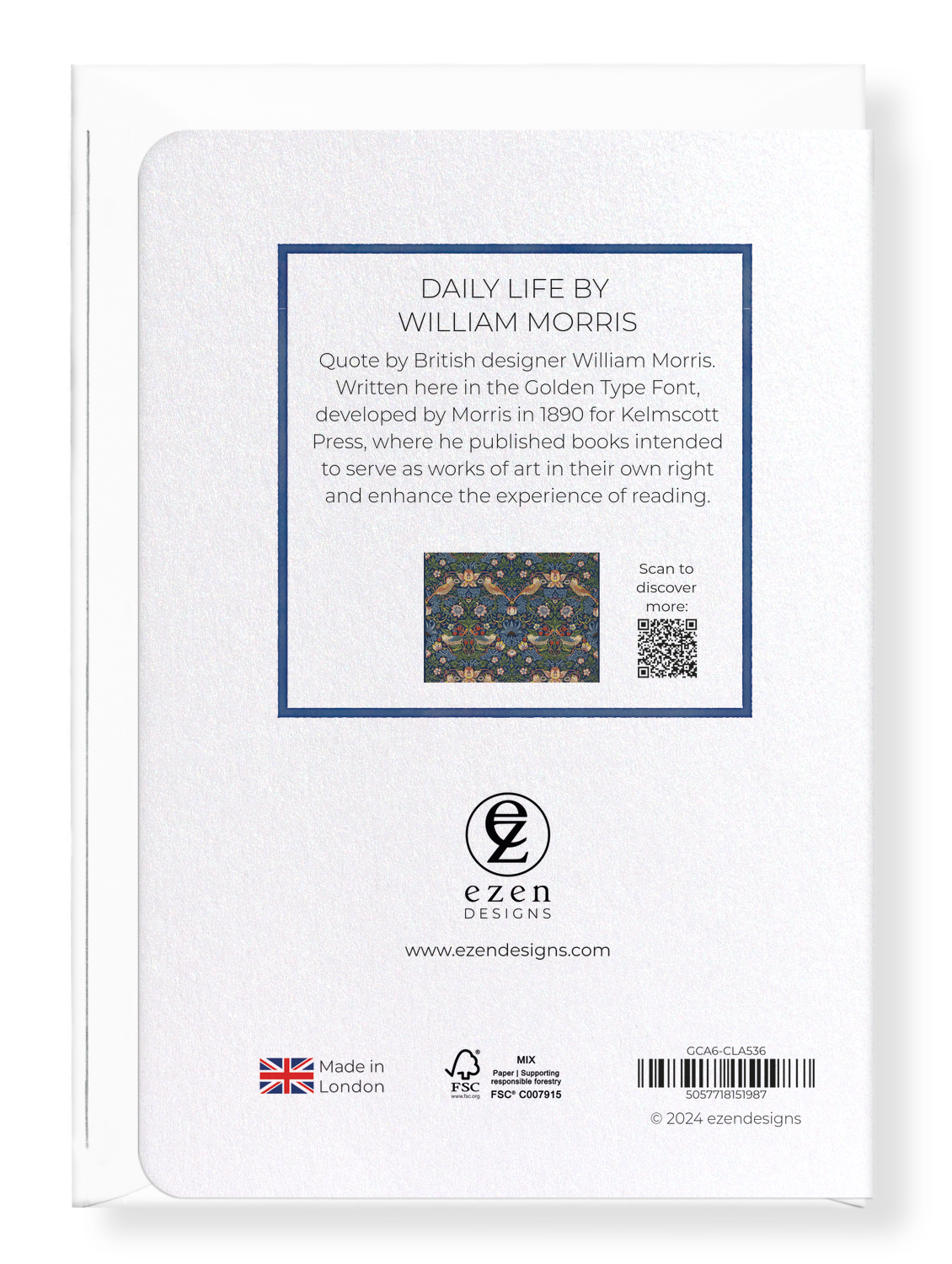 Ezen Designs - Daily Life by William Morris - Greeting Card - Back