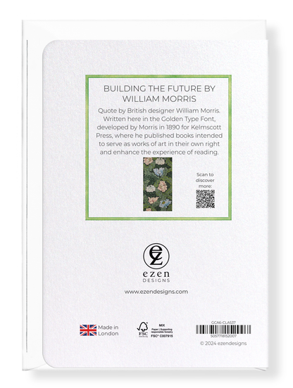 Ezen Designs - Building the Future by William Morris - Greeting Card - Back