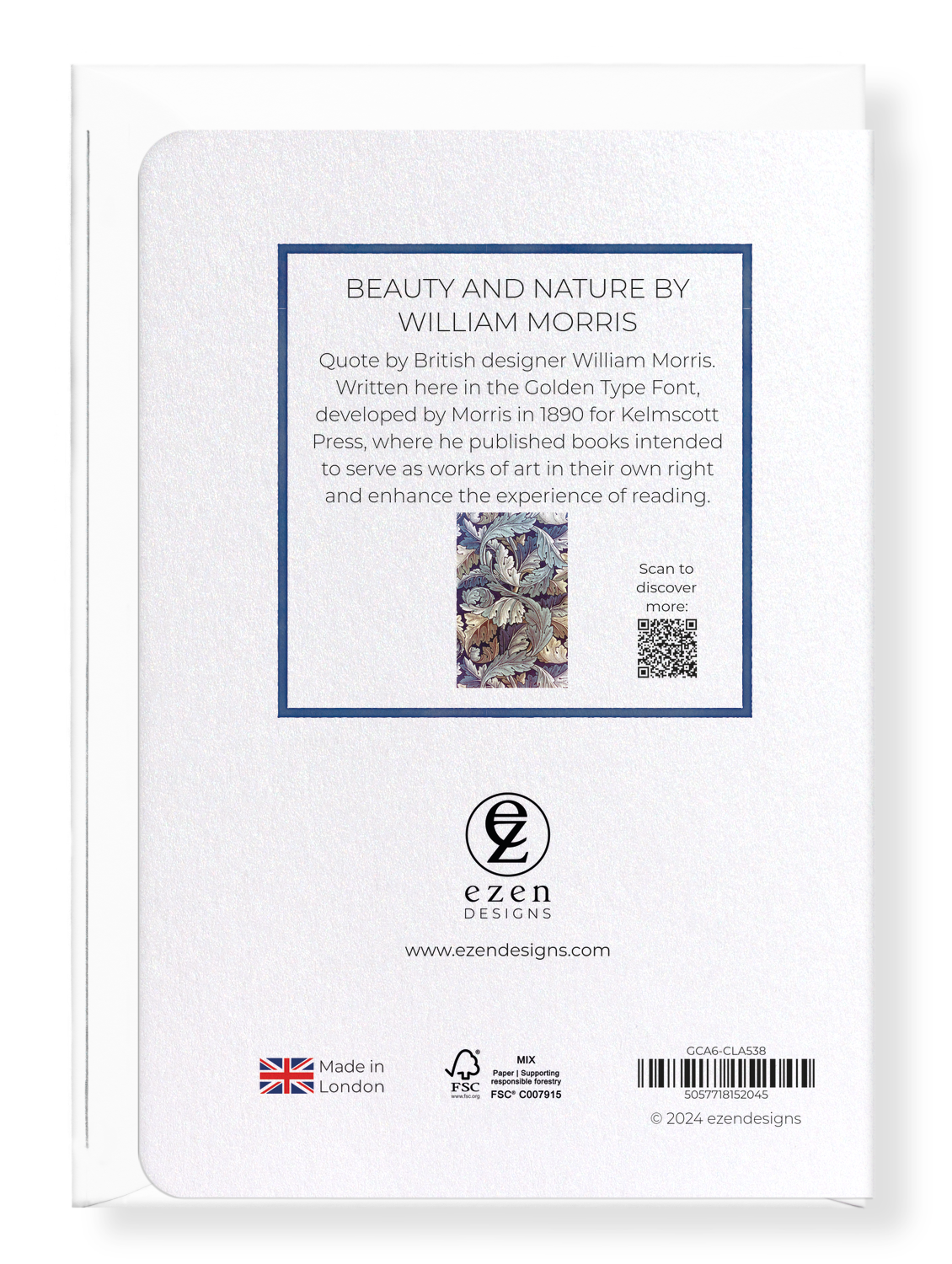 Ezen Designs - Beauty and Nature by William Morris - Greeting Card - Back