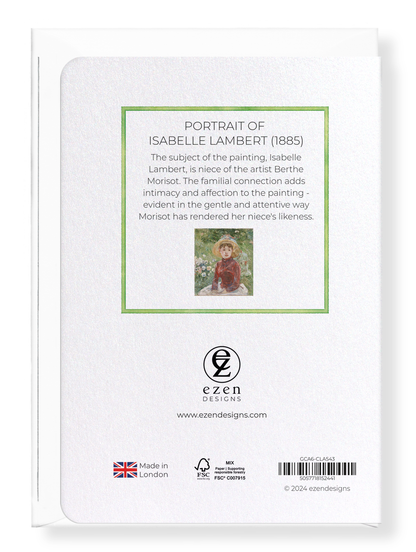 Ezen Designs - Portrait of Isabelle Lambert (1885) - Greeting Card - Back
