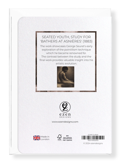 Ezen Designs - Seated Youth, Study for 'Bathers at Asnières' (1883) - Greeting Card - Back