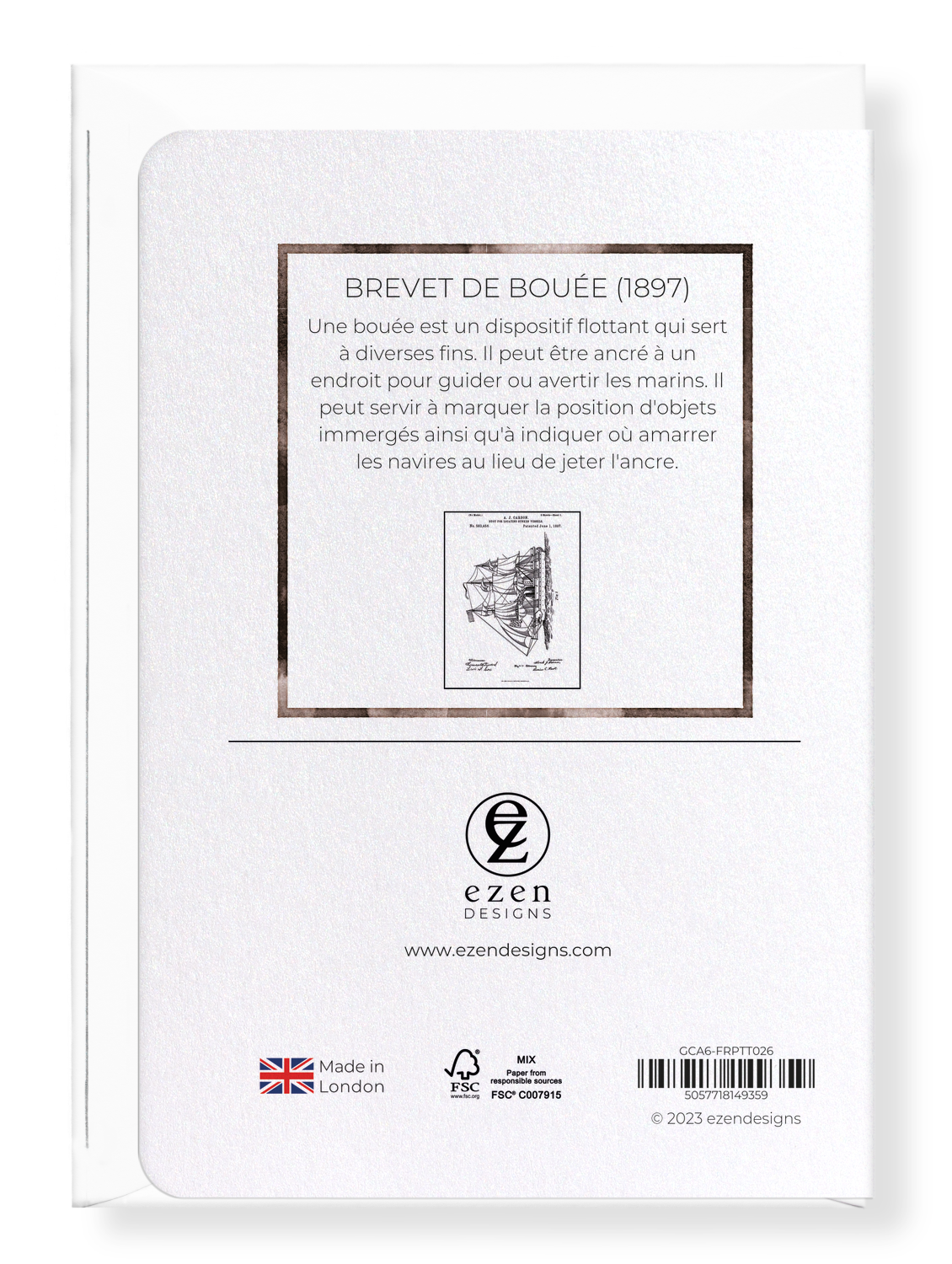 Ezen Designs - BREVET DE BOUÉE (1897) - Greeting Card - Back