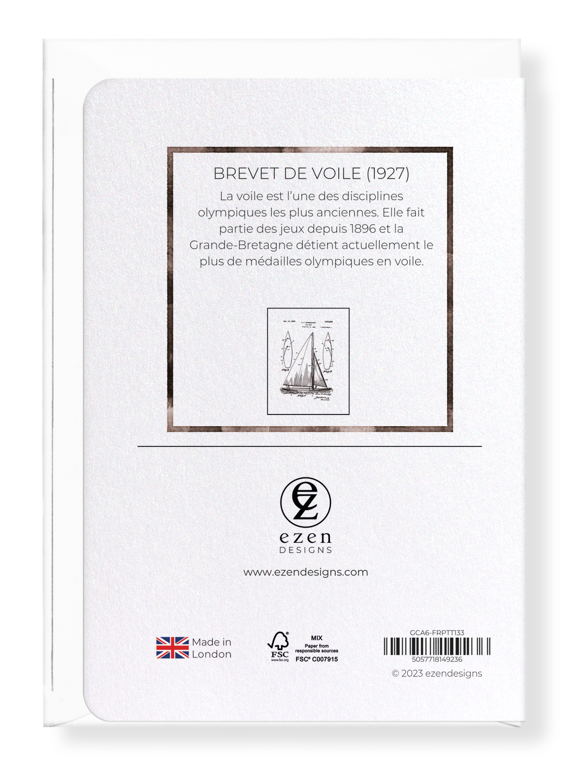 Ezen Designs - BREVET DE VOILE (1927) - Greeting Card - Back