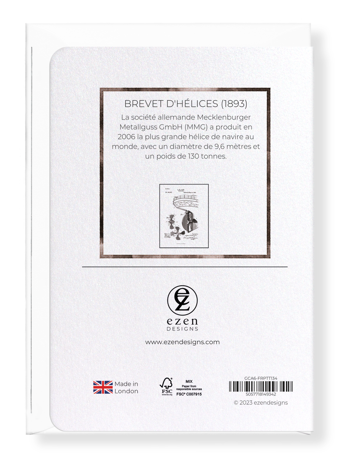Ezen Designs - BREVET D'HÉLICES (1893) - Greeting Card - Back