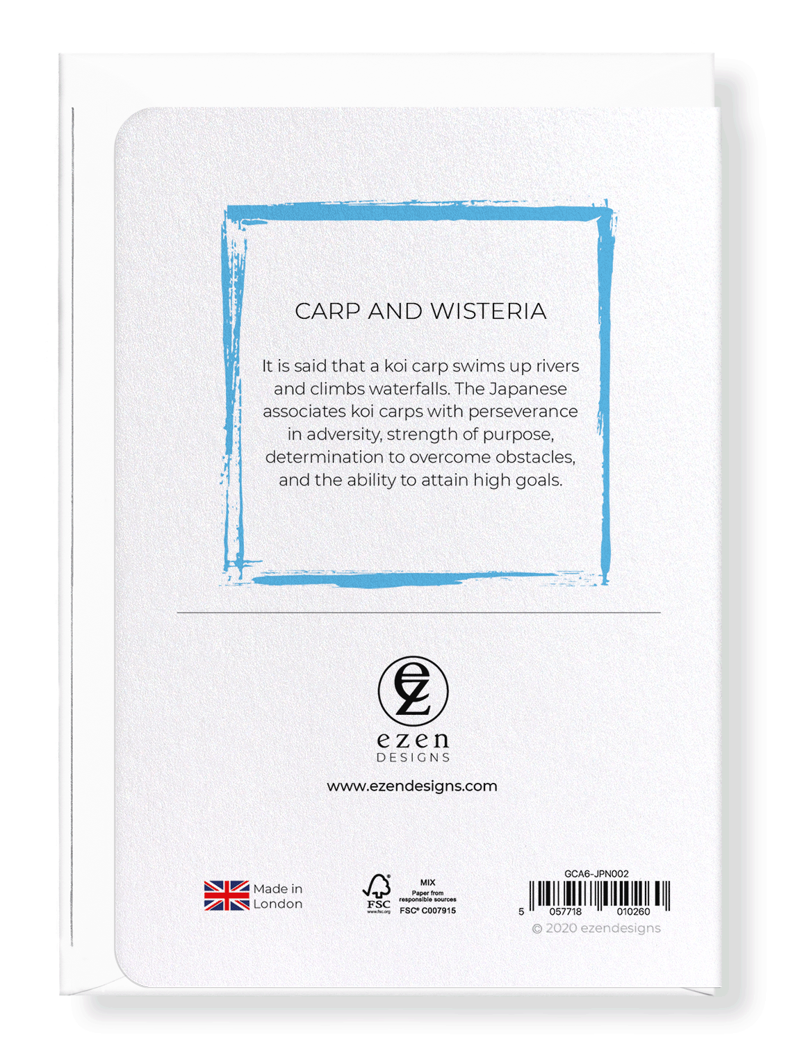 Ezen Designs - Carp and wisteria - Greeting Card - Back