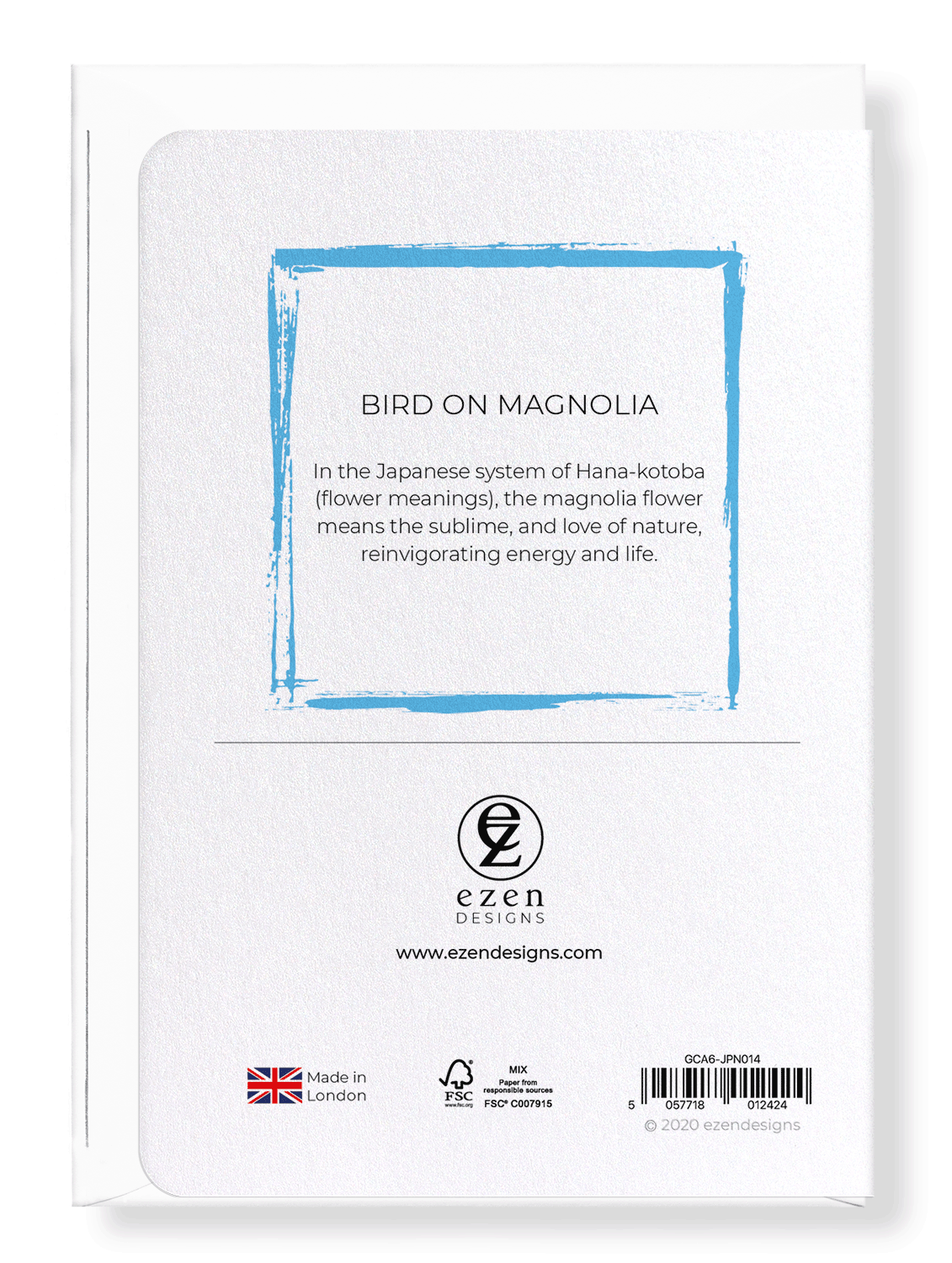 Ezen Designs - Bird on magnolia - Greeting Card - Back