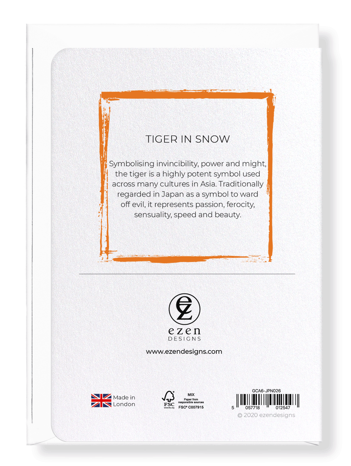 Ezen Designs - Tiger in snow - Greeting Card - Back