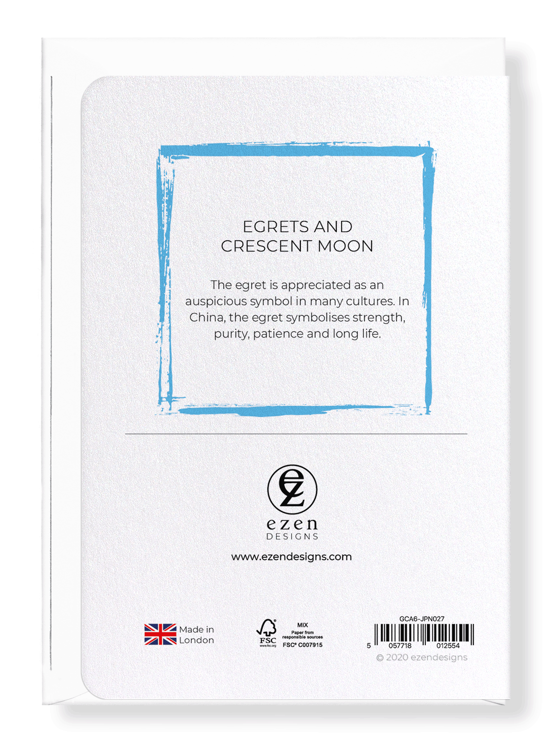 Ezen Designs - Egrets and crescent moon - Greeting Card - Back