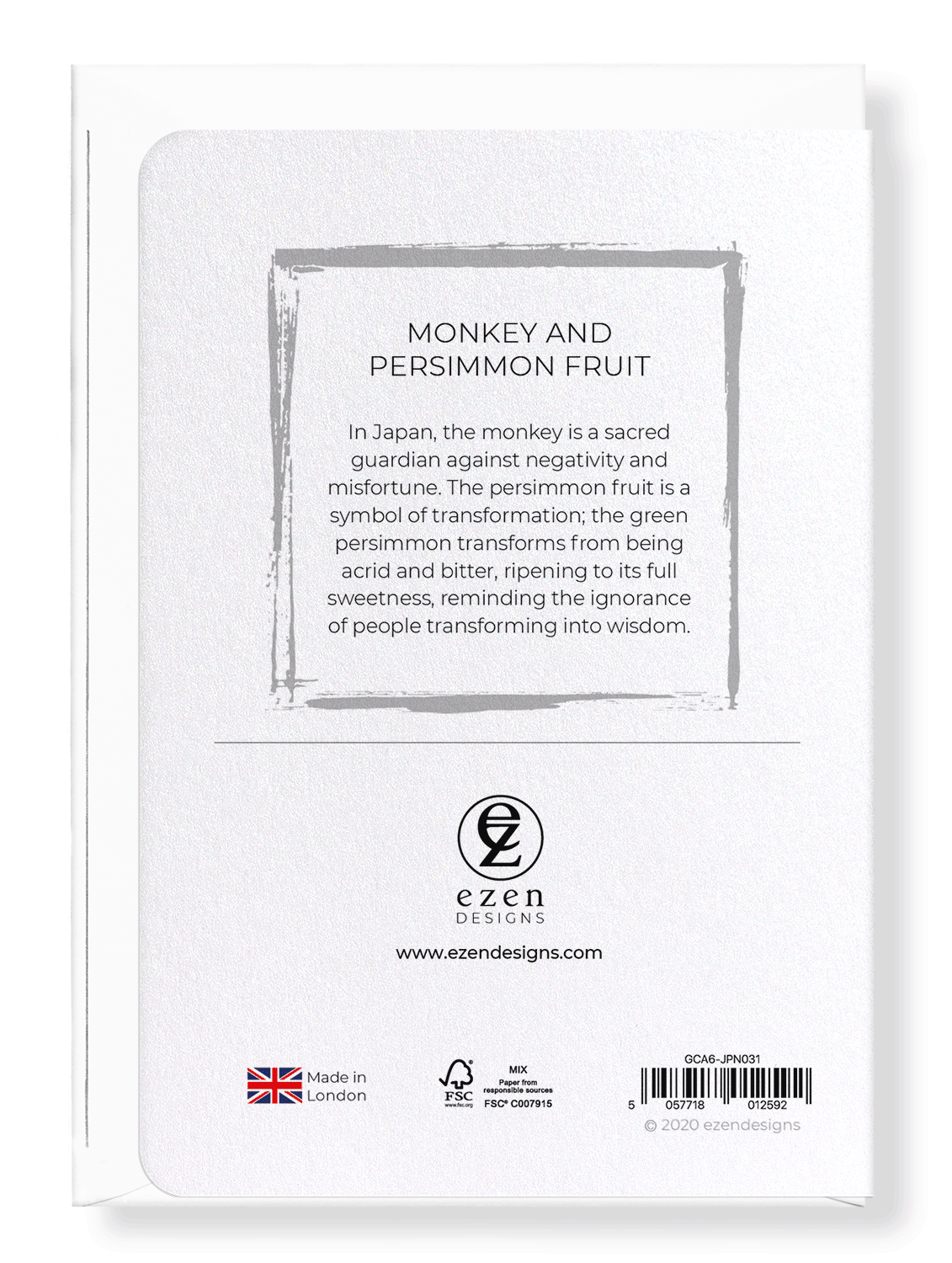 Ezen Designs - Monkey and persimmon fruit - Greeting Card - Back