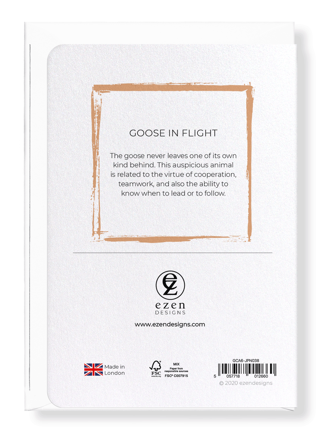 Ezen Designs - Goose in flight - Greeting Card - Back
