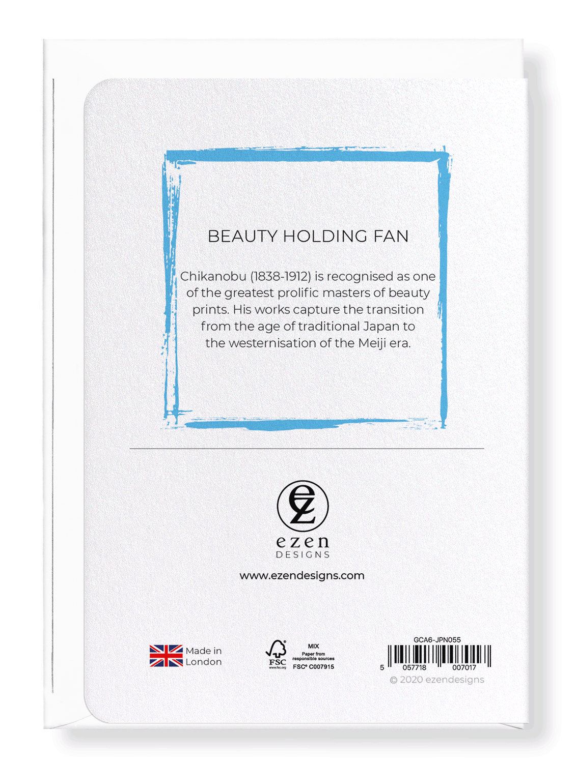 Ezen Designs - Beauty holding fan - Greeting Card - Back