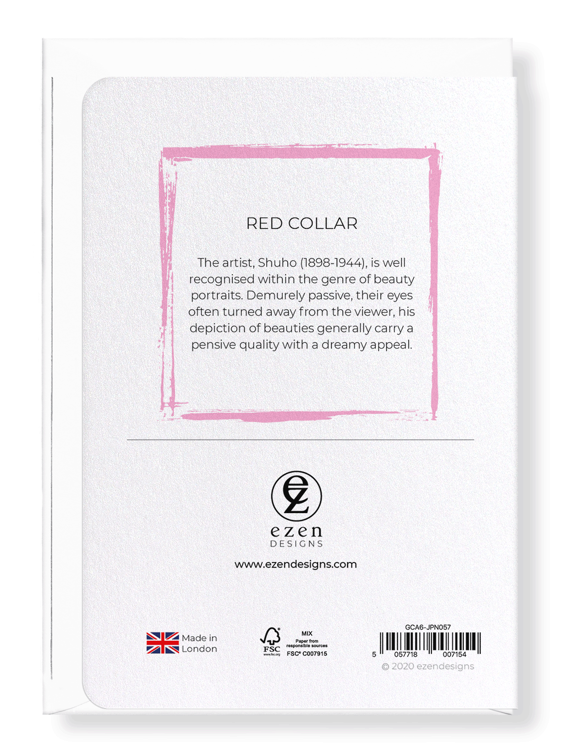 Ezen Designs - Red collar - Greeting Card - Back