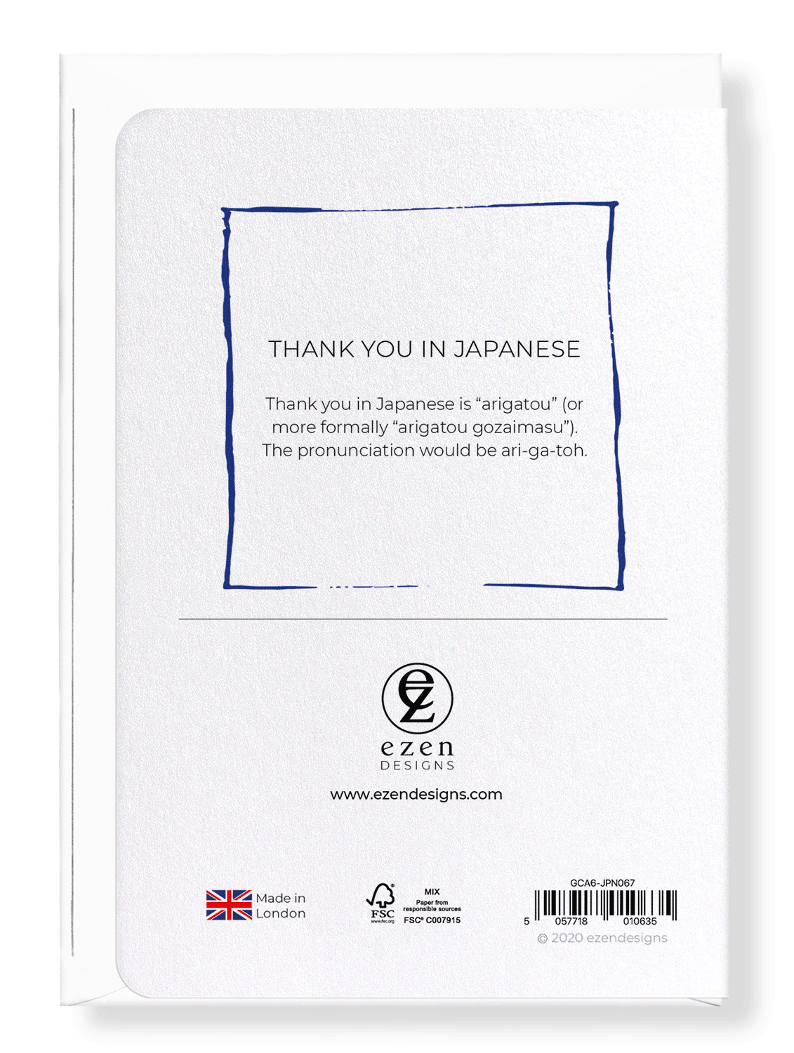 Ezen Designs - Thank you in japanese - Greeting Card - Back