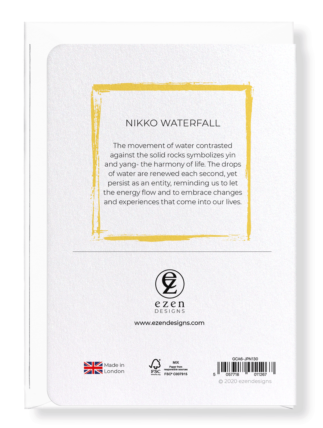 Ezen Designs - Nikko waterfall - Greeting Card - Back
