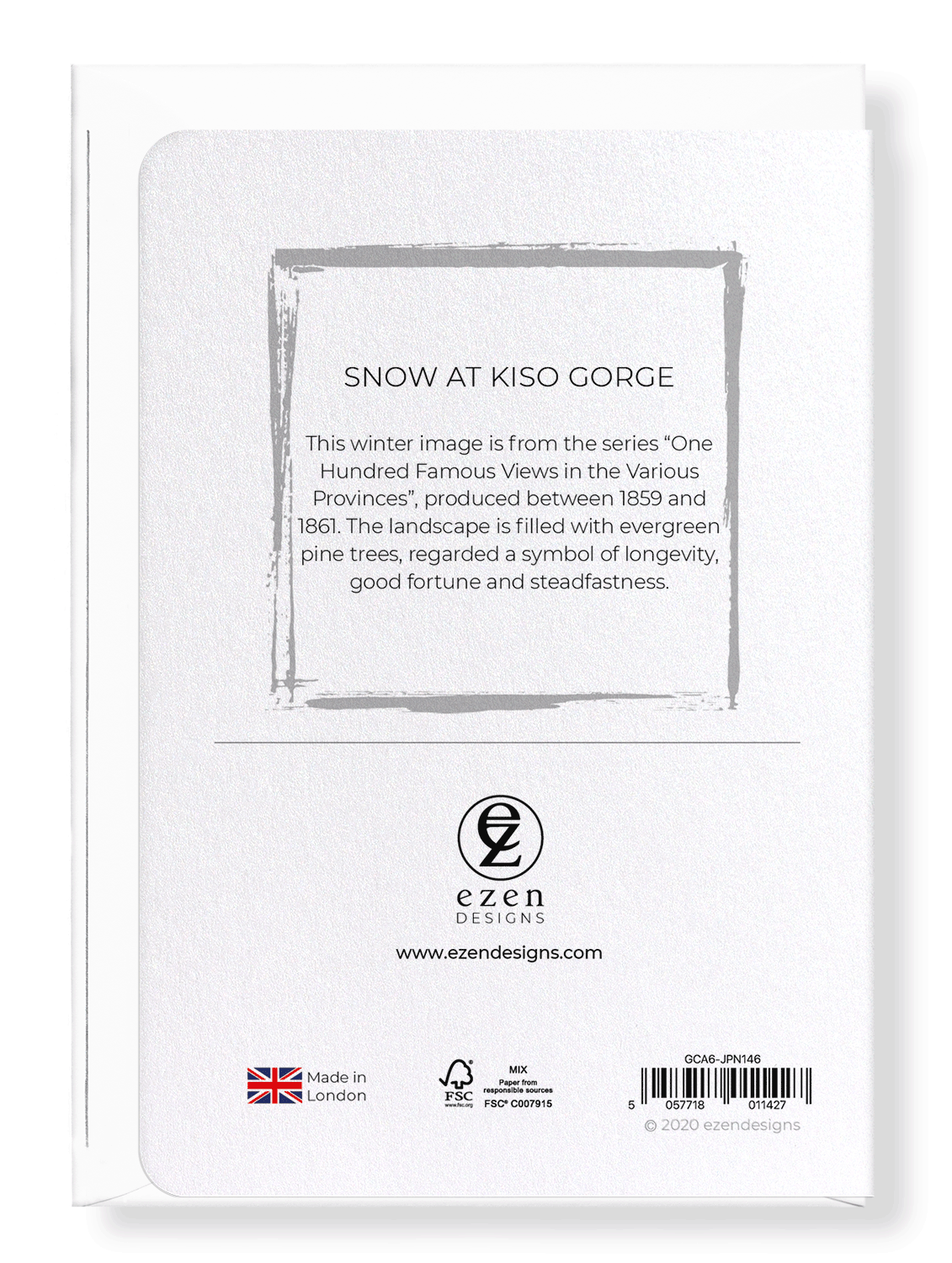 Ezen Designs - Snow at kiso gorge - Greeting Card - Back