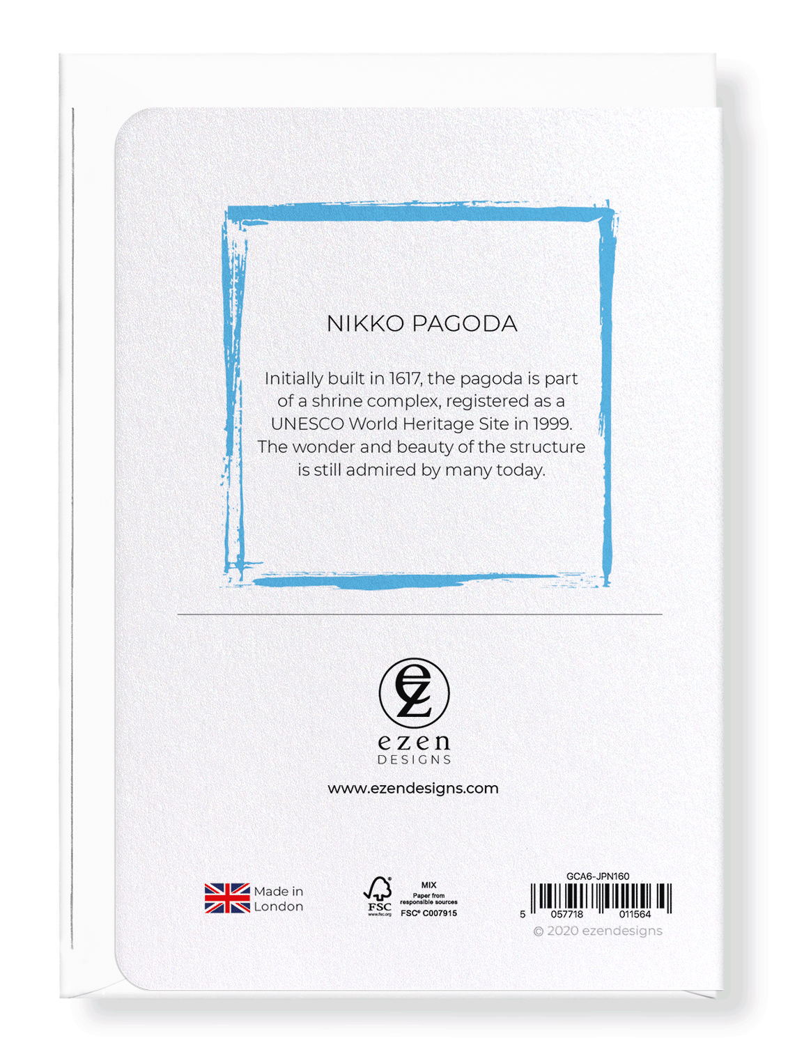 Ezen Designs - Nikko pagoda - Greeting Card - Back
