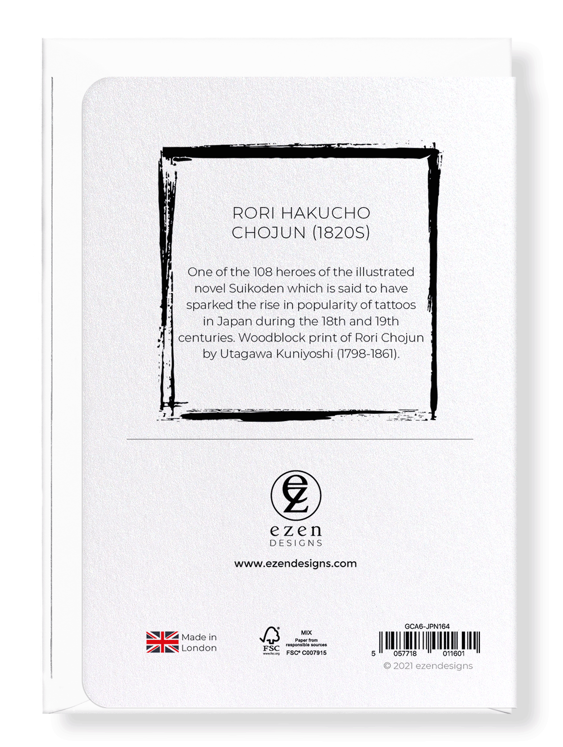 Ezen Designs - Rori Hakucho Chojun (1820s) - Greeting Card - Back