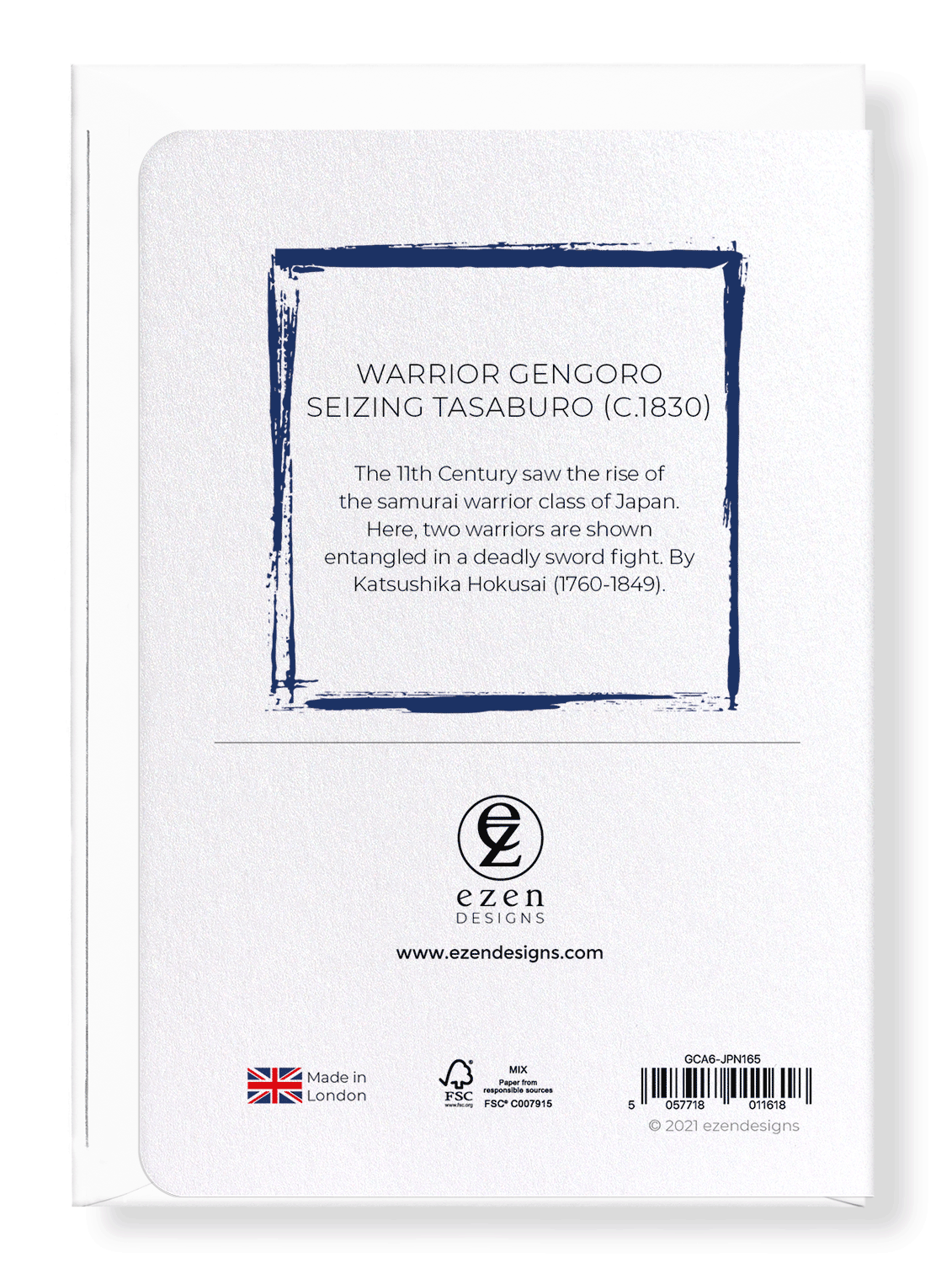 Ezen Designs - Warrior Gengoro Seizing Tasaburo (c.1830) - Greeting Card - Back