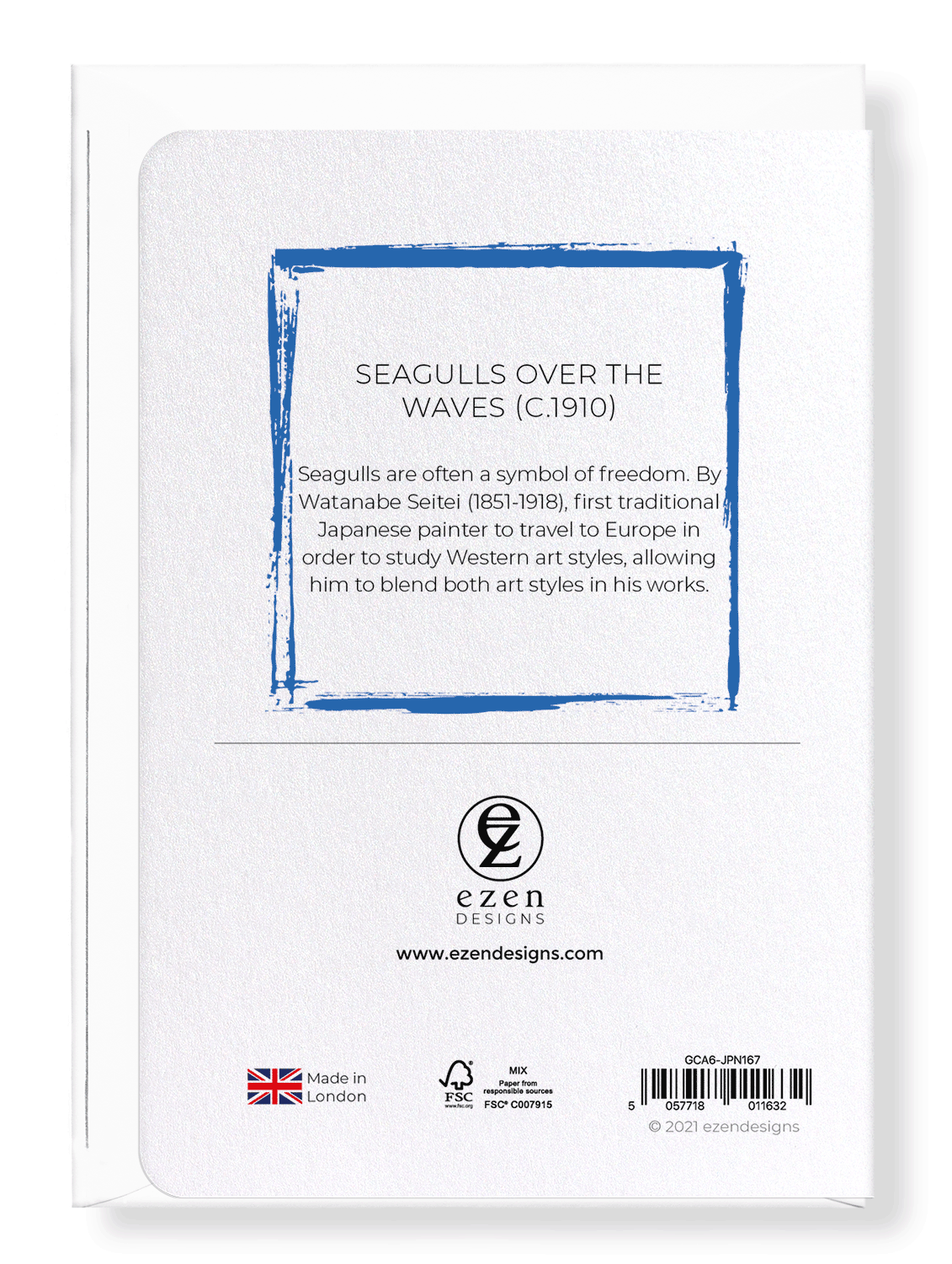 Ezen Designs - Seagulls over the waves (c.1910) - Greeting Card - Back
