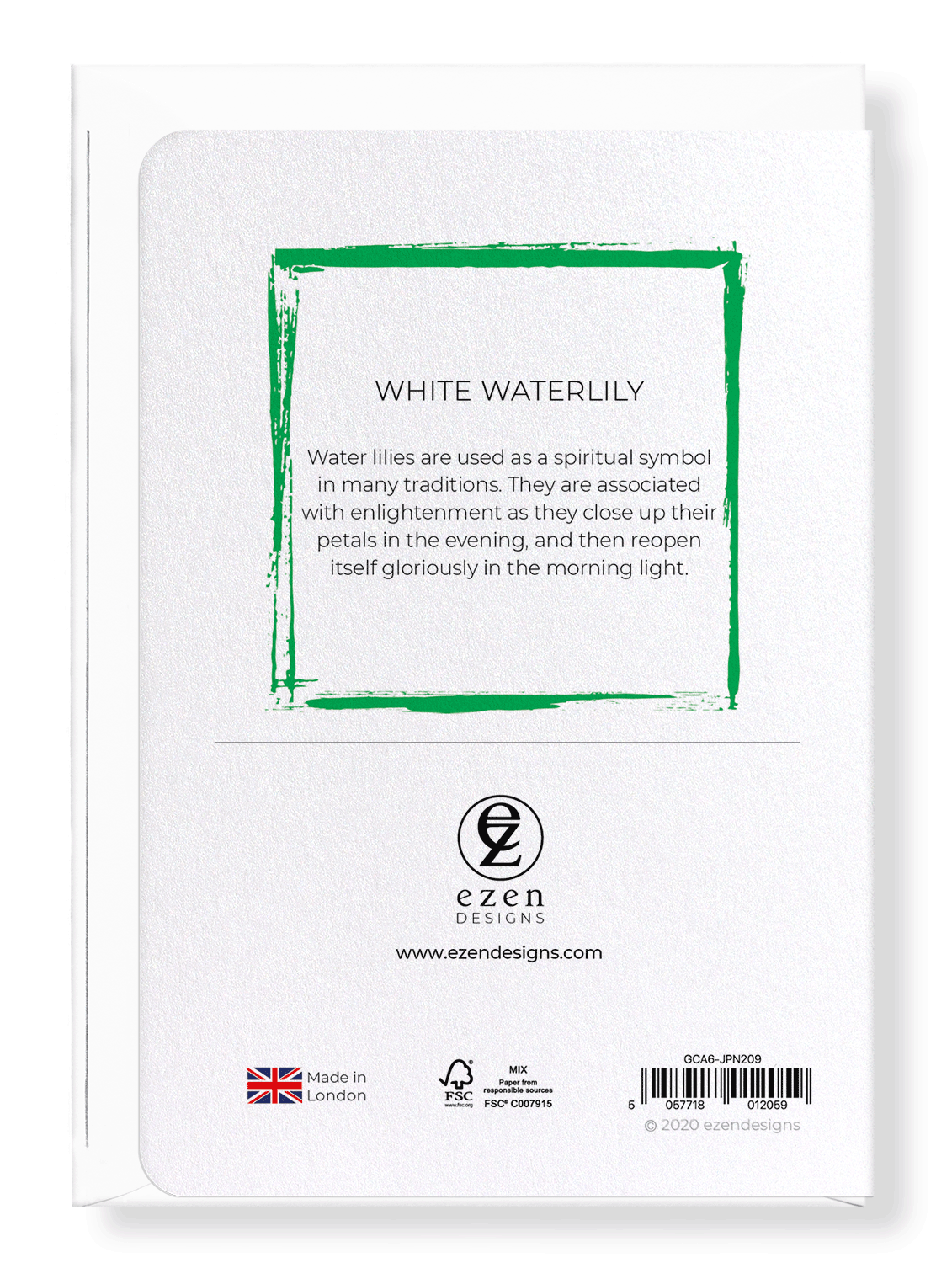 Ezen Designs - White waterlily - Greeting Card - Back