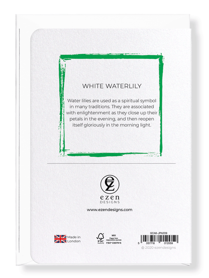 Ezen Designs - White waterlily - Greeting Card - Back