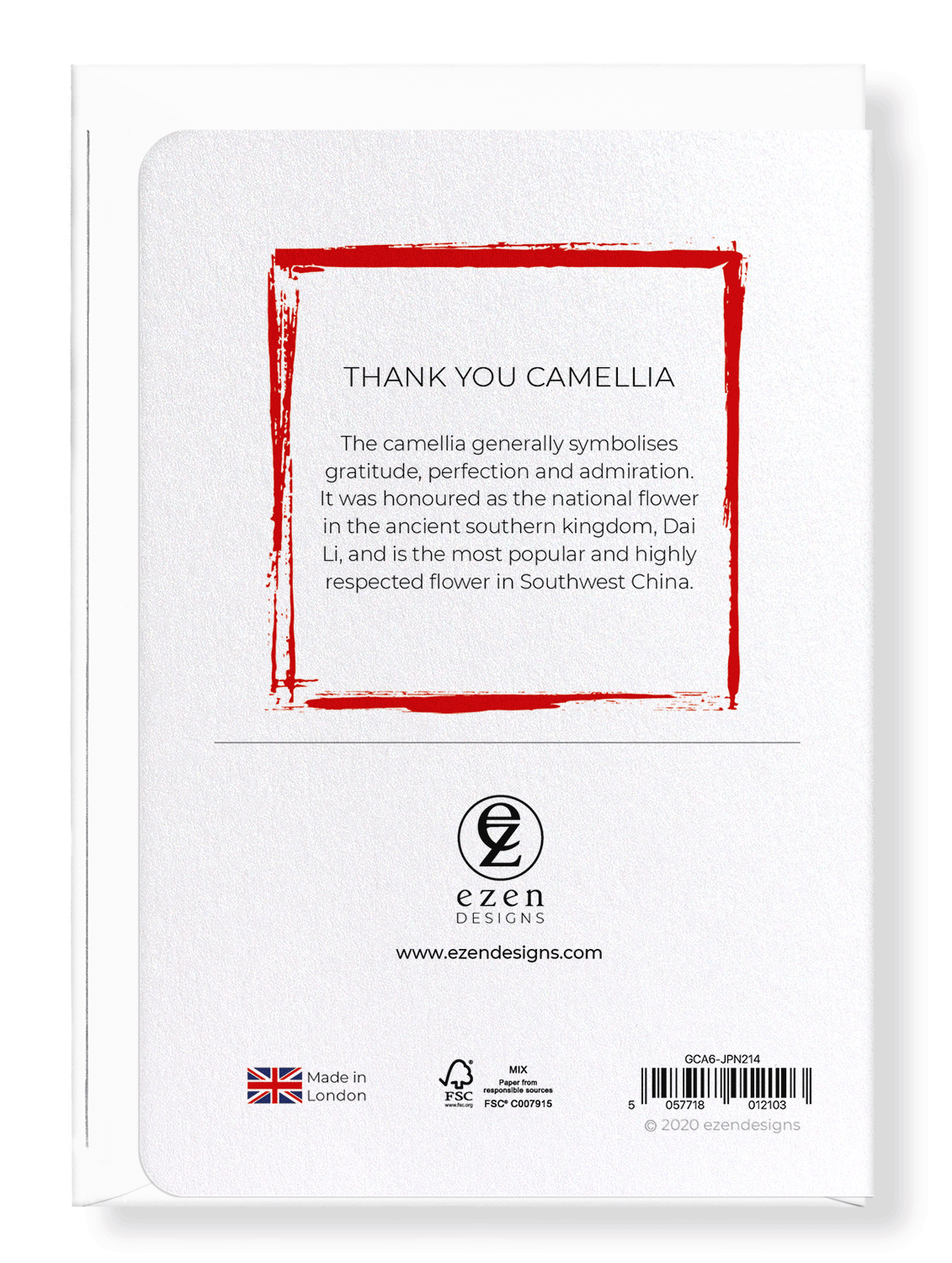Ezen Designs - Thank you camellia - Greeting Card - Back