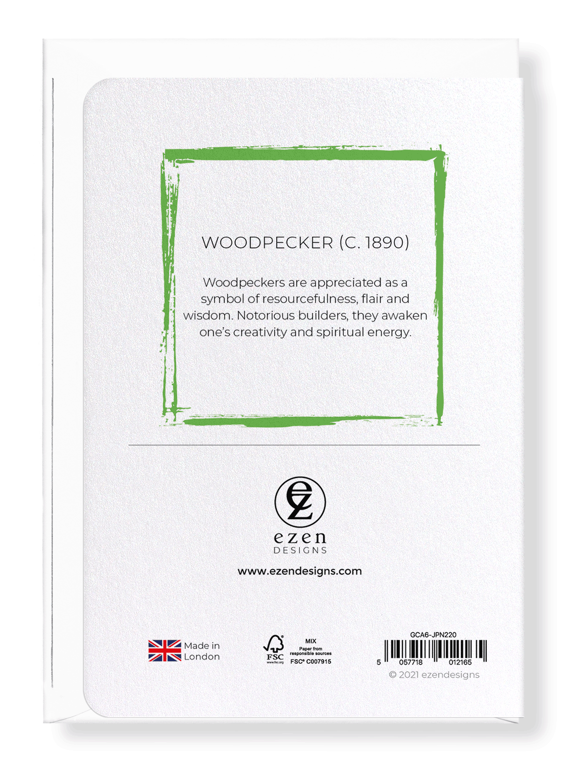 Ezen Designs - Woodpecker (c.1890) - Greeting Card - Back