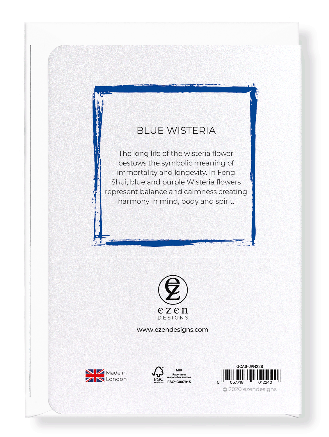 Ezen Designs - Blue wisteria - Greeting Card - Back