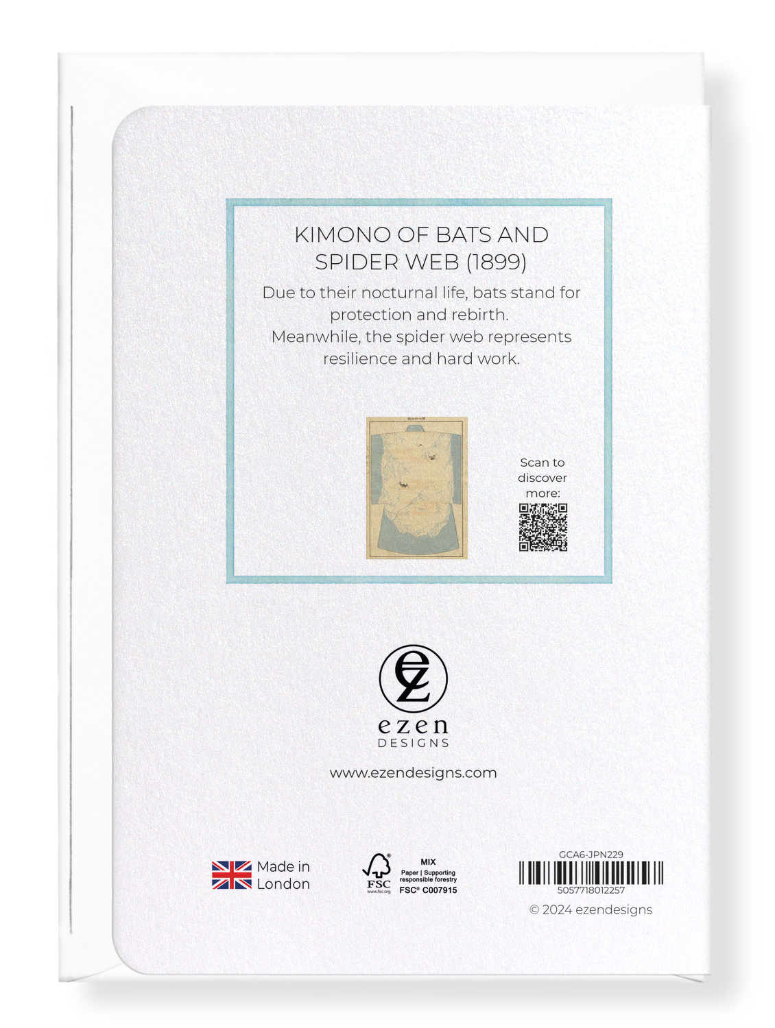 Ezen Designs - Kimono of Bats and Spider Web (1899) - Greeting Card - Back