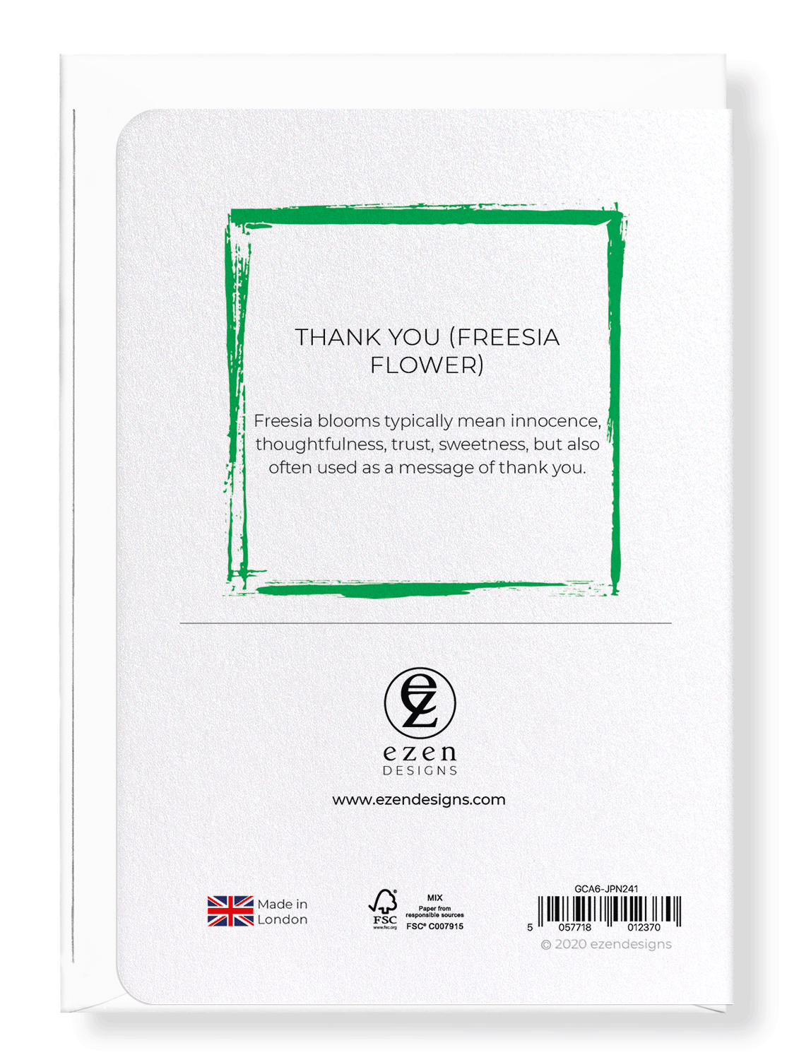 Ezen Designs - Thank you (freesia flower) - Greeting Card - Back