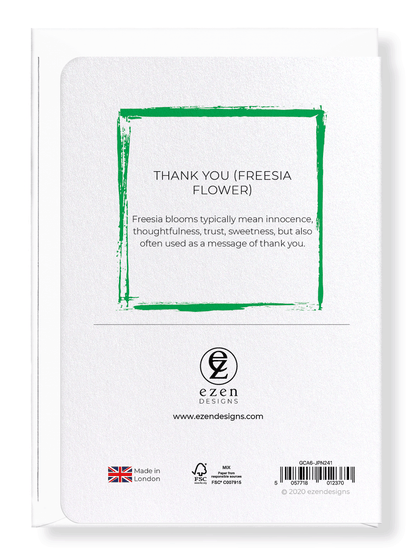 Ezen Designs - Thank you (freesia flower) - Greeting Card - Back