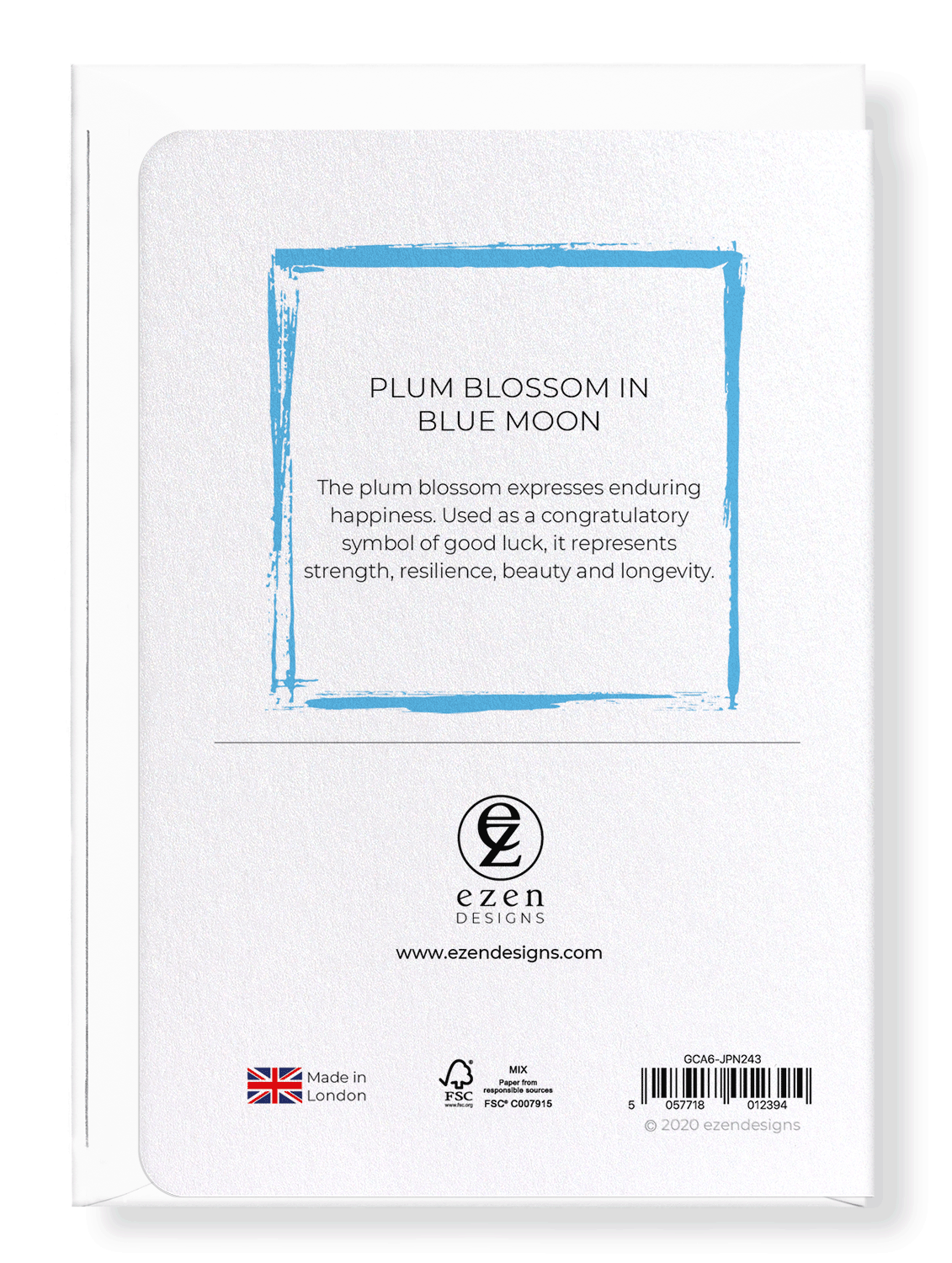 Ezen Designs - Plum blossom in blue moon - Greeting Card - Back
