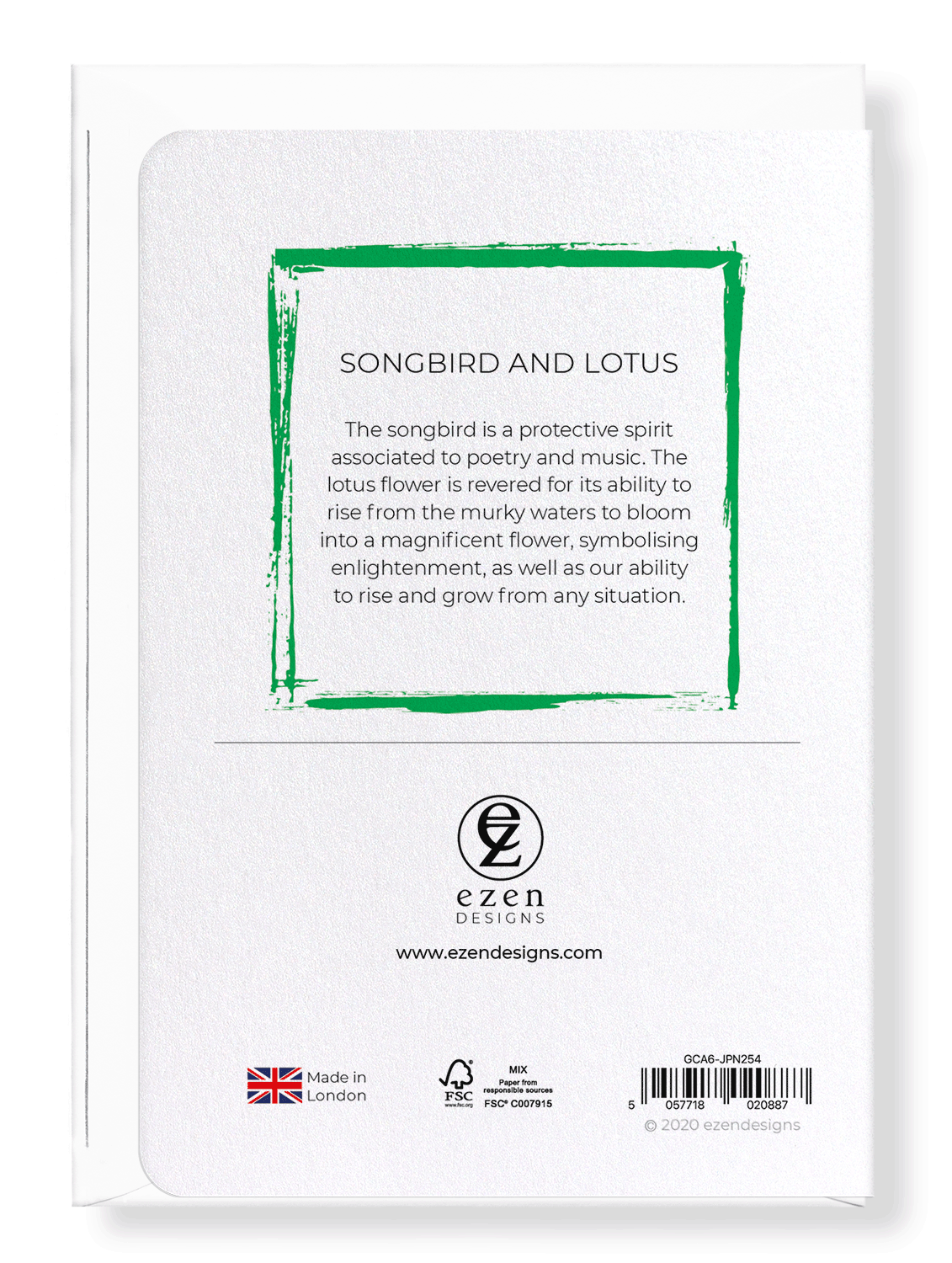 Ezen Designs - Songbird and lotus - Greeting Card - Back