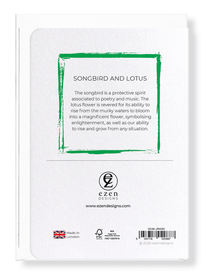 Ezen Designs - Songbird and lotus - Greeting Card - Back