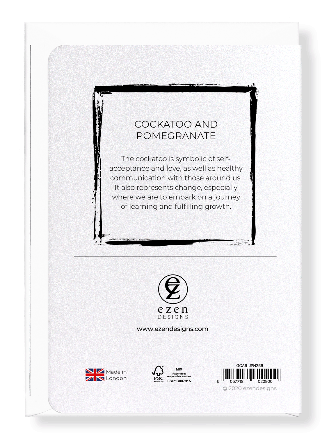 Ezen Designs - Cockatoo and pomegranate - Greeting Card - Back