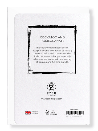 Ezen Designs - Cockatoo and pomegranate - Greeting Card - Back