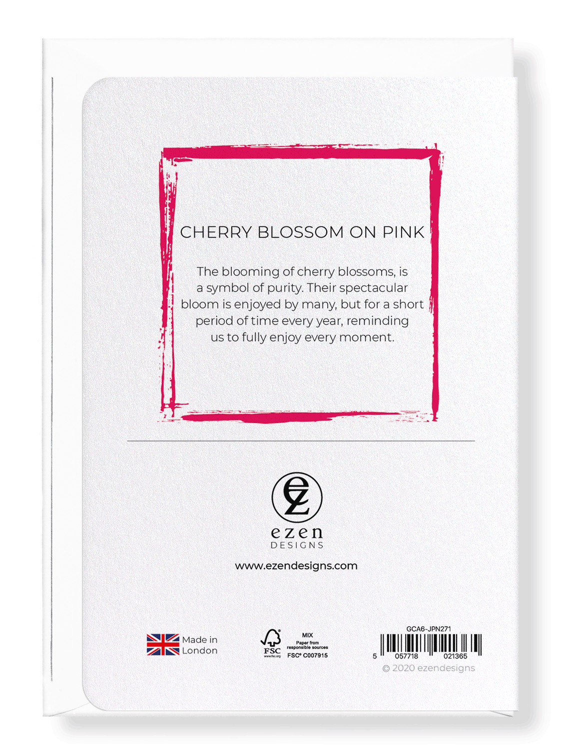 Ezen Designs - Cherry blossom on pink - Greeting Card - Back