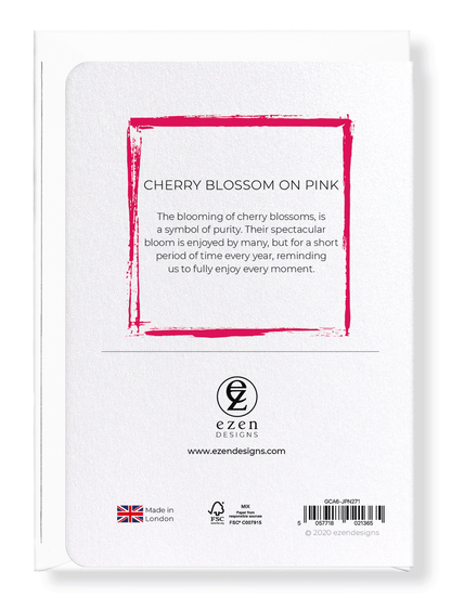 Ezen Designs - Cherry blossom on pink - Greeting Card - Back